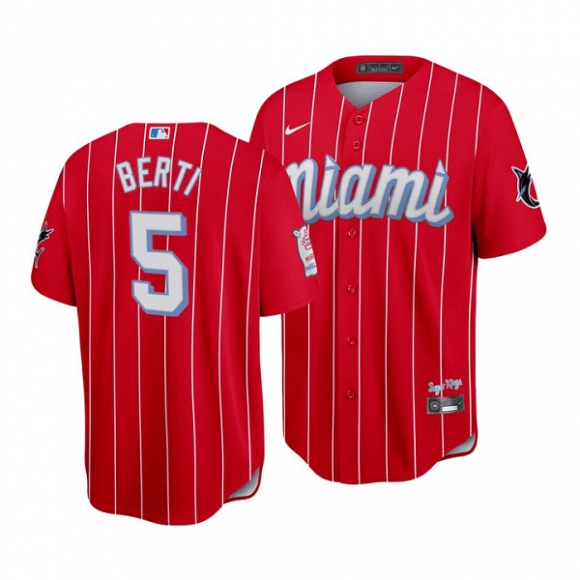 Miami Marlins #5 Jon Berti 2021 Red City Connect Cool Base Stitched MLB Jersey