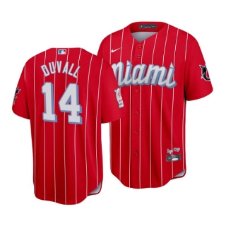 Miami Marlins #14 Adam Duvall 2021 Red City Connect Cool Base Stitched MLB Jersey