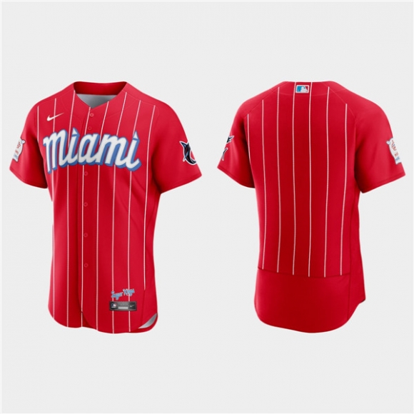 Miami Marlins Blank Red 2021 City Connect Flex Base Stitched MLB Jersey