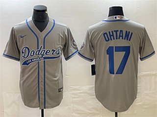 Los Angeles Dodgers #17 Shohei Ohtani Grey Cool Base With Patch Stitched Baseball
