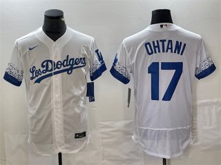 Los Angeles Dodgers #17 Shohei Ohtani White City Connect Flex Base With Patch