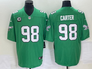 Philadelphia Eagles #98 Jalen Carter Green Vapor Limited With C Patch Stitched Football