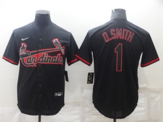 St. Louis Cardinals #1 Ozzie Smith Black Shadow Cool Base Stitched Jersey