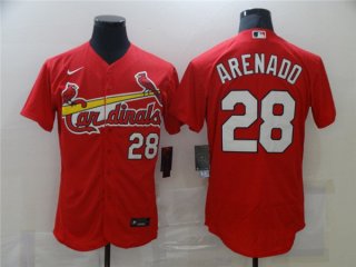 St. Louis Cardinals White #28 Nolan Arenado Red Flex Base Stitched MLB Jersey