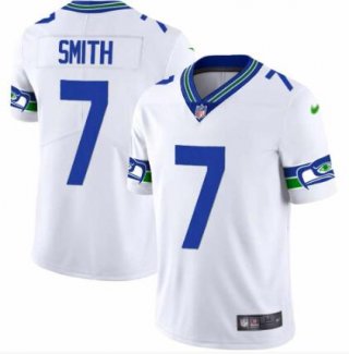 Seattle Seahawks #7 Geno Smith White Throwback Vapor Stitched Football Jersey