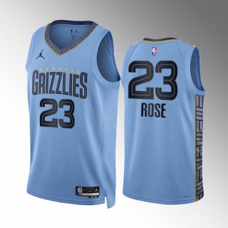 Memphis Grizzlies #23 Derrick Rose Blue Statement Edition With NO.6 Patch Stitched
