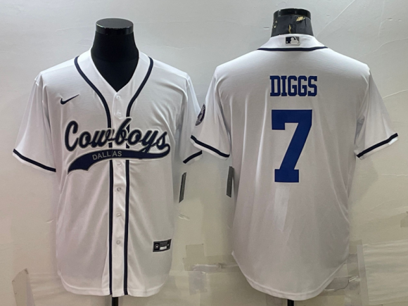 Dallas Cowboys #7 Trevon Diggs White Cool Base Stitched Baseball Jersey