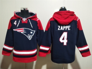 New England Patriots #4 Bailey Zappe Navy Ageless Must-Have Lace-Up Pullover