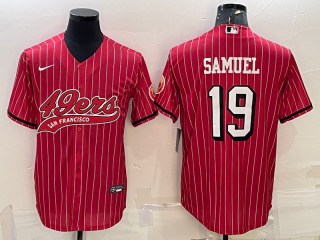San Francisco 49ers #19 Deebo Samuel Red With Patch Cool Base Stitched Baseball