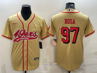 San Francisco 49ers #97 Nick Bosa New Gold With Patch Cool Base Stitched Baseball