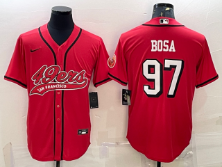 San Francisco 49ers #97 Nick Bosa New Red With Patch Cool Base Stitched Baseball