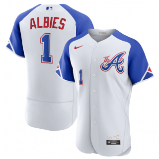 Atlanta Braves #1 Ozzie Albies White 2023 City Connect Flex Base Stitched Jersey