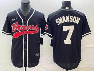 Atlanta Braves #7 Dansby Swanson Black Cool Base Stitched Baseball Jersey
