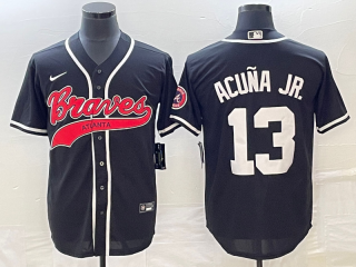 Atlanta Braves #13 Ronald Acuña Jr. Black Cool Base Stitched Baseball Jersey
