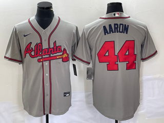 Atlanta Braves #44 Hank Aaron Grey Cool Base Stitched Jersey