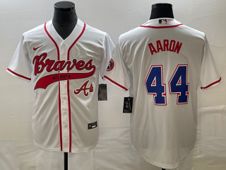 Atlanta Braves #44 Hank Aaron White Cool Base With Patch Stitched Baseball Jersey