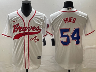 Atlanta Braves #54 Max Fried White Cool Base With Patch Stitched Baseball Jersey