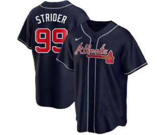 Atlanta Braves #99 Spencer Strider Navy Cool Base Stitched Baseball Jersey