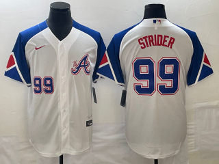 Atlanta Braves #99 Spencer Strider White 2023 City Connect Cool Base With Patch