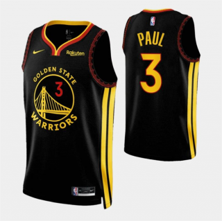 Golden State Warriors #3 Chris Paul Black 2023- 24 City Edition Stitched Basketball