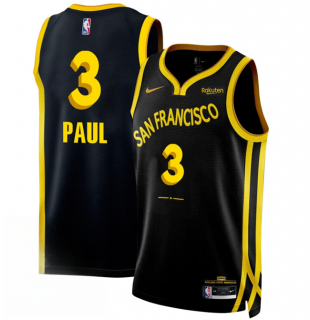 Golden State Warriors #3 Chris Paul Black 2023-24 City Edition Stitched Basketball