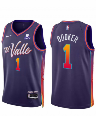 Phoenix Suns #1 Devin Booker Purple 2023 24 City Edition Stitched Basketball
