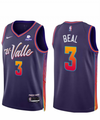 Phoenix Suns #3 Bradley Beal Purple 2023 24 City Edition Stitched Basketball Jersey