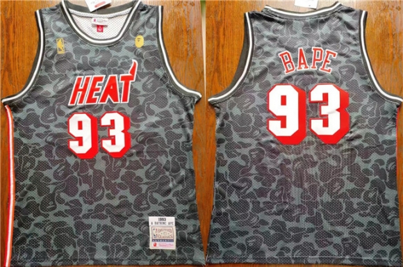 Miami Heat #93 Bape Black Throwback Basketball Jersey
