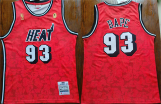 Miami Heat #93 Bape Red Throwback Basketball Jersey
