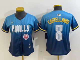 Philadelphia Phillies #8 Nick Castellanos 2024 blue women jersey 2