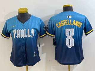 Philadelphia Phillies #8 Nick Castellanos 2024 blue women jersey