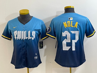 Philadelphia Phillies #27 blue 2024 blue women jersey