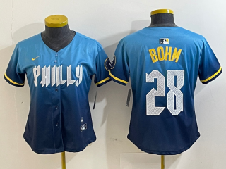 Philadelphia Phillies #28 blue 2024 blue women jersey