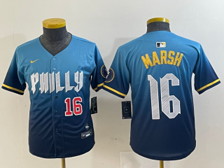 Youth Philadelphia Phillies # 16 blue 2024 City Connect Limited Stitched Jersey 3