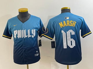 Youth Philadelphia Phillies # 16 blue 2024 City Connect Limited Stitched Jersey