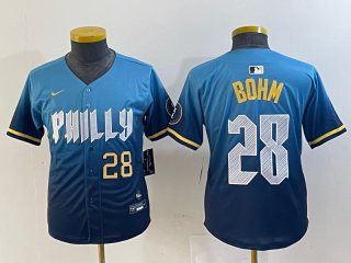 Youth Philadelphia Phillies # 28 blue 2024 City Connect Limited Stitched Jersey 2