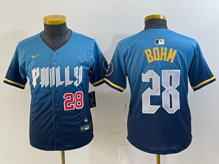 Youth Philadelphia Phillies # 28 blue 2024 City Connect Limited Stitched Jersey 3