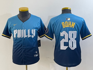 Youth Philadelphia Phillies # 28 blue 2024 City Connect Limited Stitched Jersey