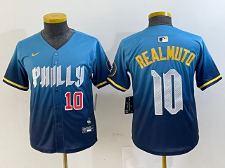 Youth Philadelphia Phillies #10 J.T. Realmuto blue 2024 City Connect Limited Stitched Jersey 3
