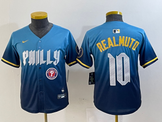 Youth Philadelphia Phillies #10 J.T. Realmuto blue 2024 City Connect Limited Stitched Jersey 5
