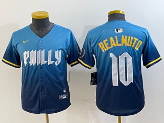 Youth Philadelphia Phillies #10 J.T. Realmuto blue 2024 City Connect Limited Stitched Jersey