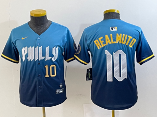 Youth Philadelphia Phillies #10 J.T. Realmuto blue 2024 City Connect Limited Stitched Jersey 2