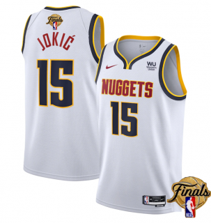 Men's Denver Nuggets #15 Nikola Jokic White 2023 Finals Association Edition Stitched