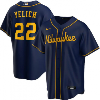 Milwaukee Brewers Navy #22 Christian Yelich Cool Base Stitched MLB Jersey