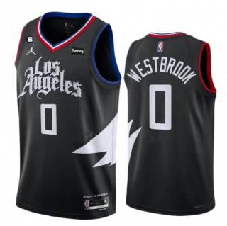 Men's Los Angeles Clippers #0 Russell Westbrook Black Statement Edition With NO.6