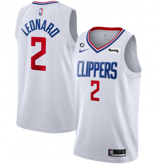 Men's Los Angeles Clippers #2 Kawhi Leonard White With NO.6 Patch Stitched Jersey