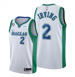 Men's Dallas Mavericks #2 Kyrie Irving White 2021 22 City Edition With No.6 Patch Stitched