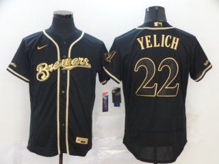 Milwaukee Brewers #22 Christian Yelich Blank 2020 Black Golden Flex Base Stitched