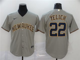 Milwaukee Brewers #22 Christian Yelich Grey Cool Base Stitched MLB Jersey