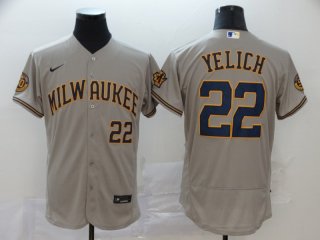 Milwaukee Brewers #22 Christian Yelich Grey Flex Base Stitched MLB Jersey